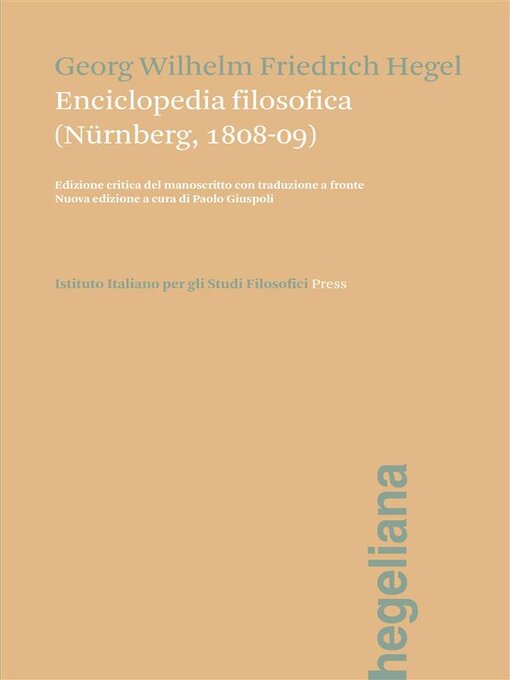 Title details for Enciclopedia filosofica by Georg Wilhelm Friedrich Hegel - Available